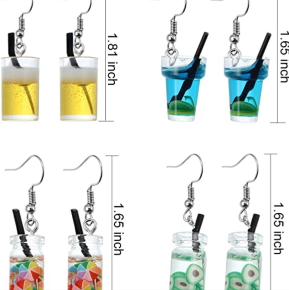 Lemonade with Limes Drink Dangle Earrings - Picture 11 of 11
